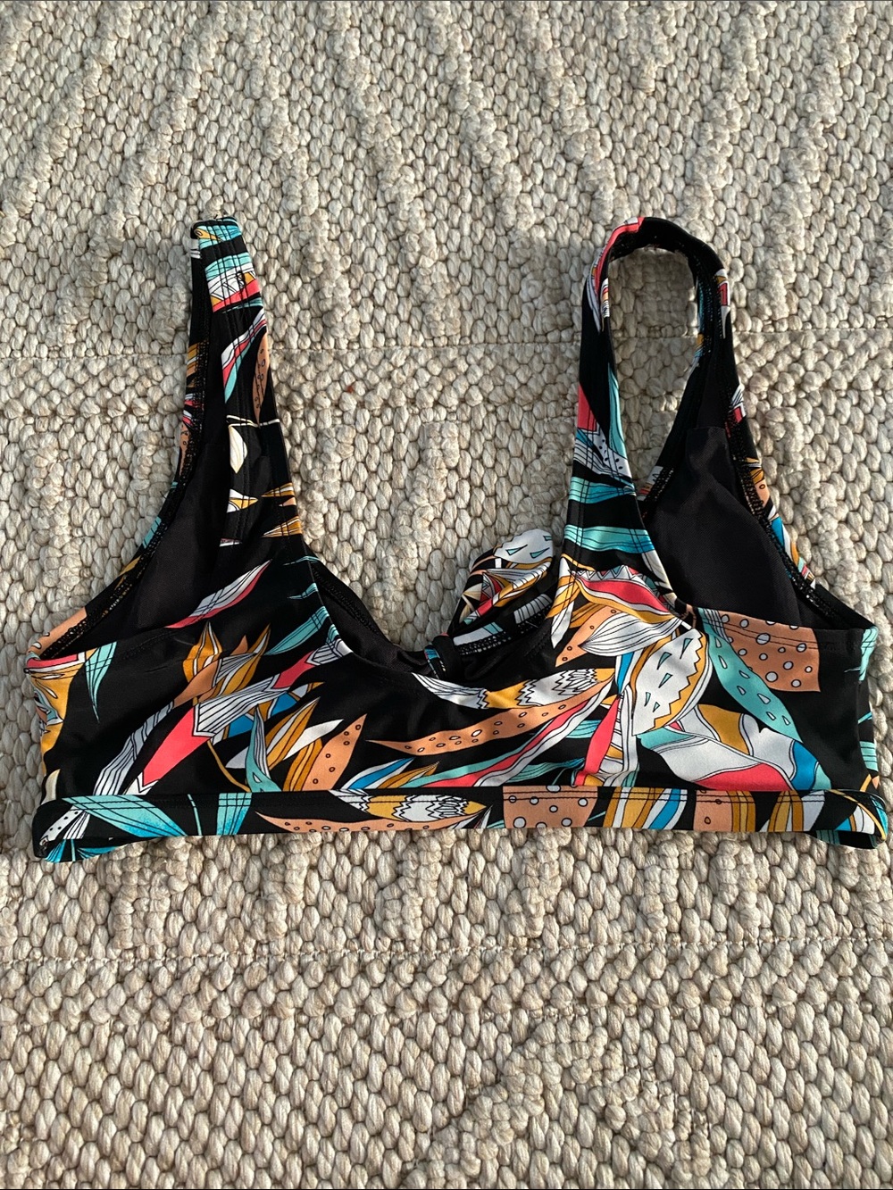 Body Glove Black Tropical Print Bikini Top - Picture 2 of 3